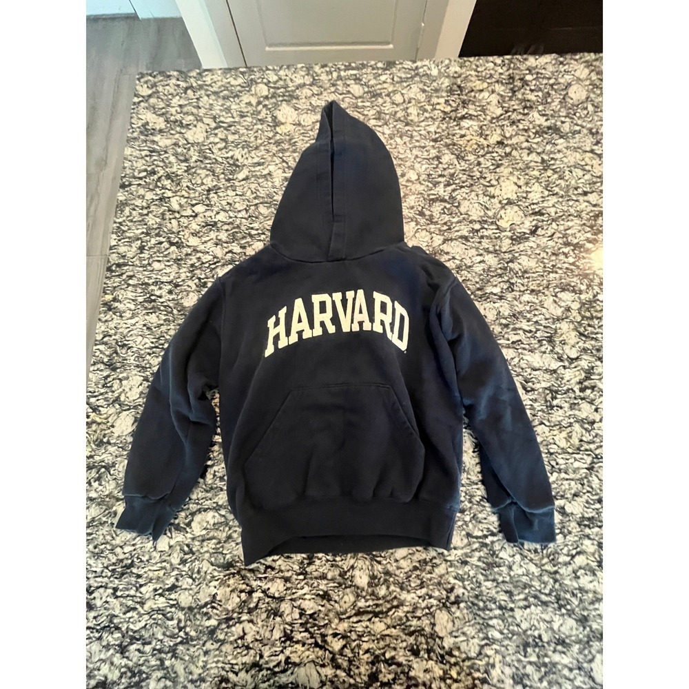 Champion Harvard University Hoodie Navy Blue Collegiate Pullover Sweatshirt